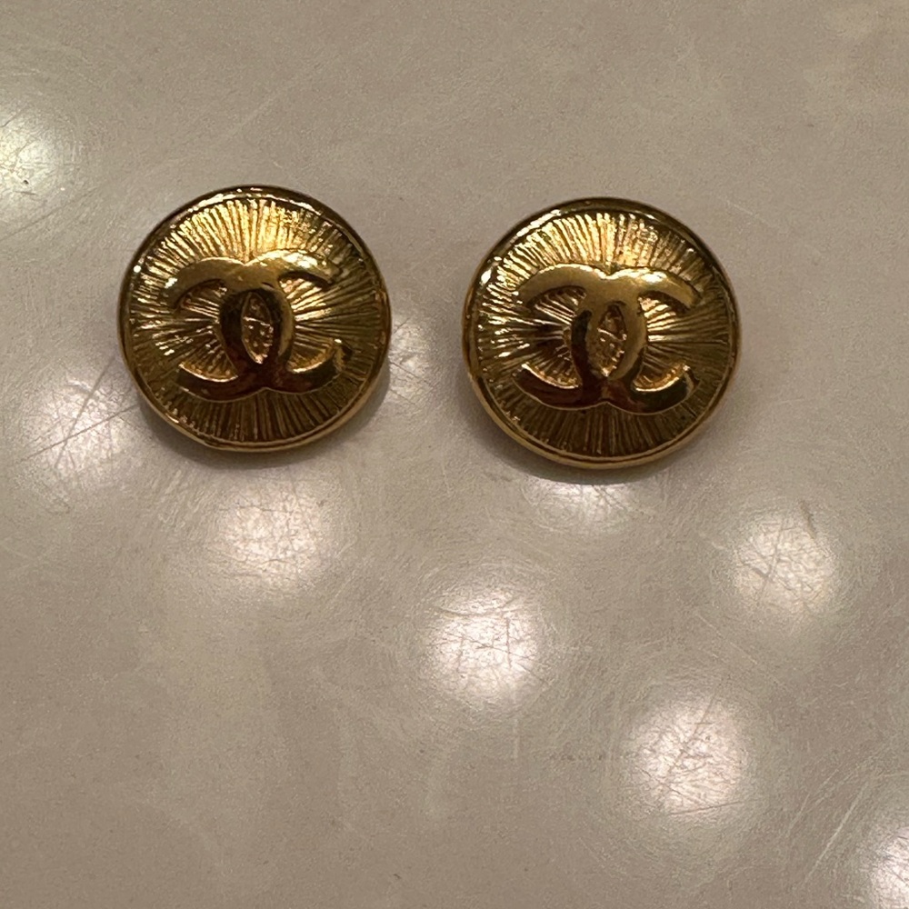 CHANEL Radiant Gold Logo Earrings